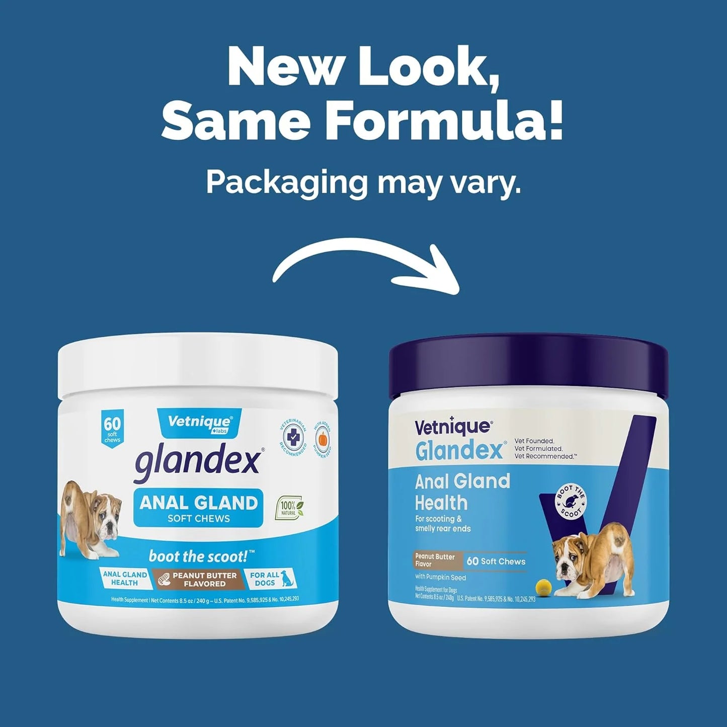 Vetnique Glandex Anal Gland Soft Chews for Dogs – Digestive Enzymes, Probiotics & Fiber with Pumpkin – Boot the Scoot – Peanut Butter Flavor, 60 Count