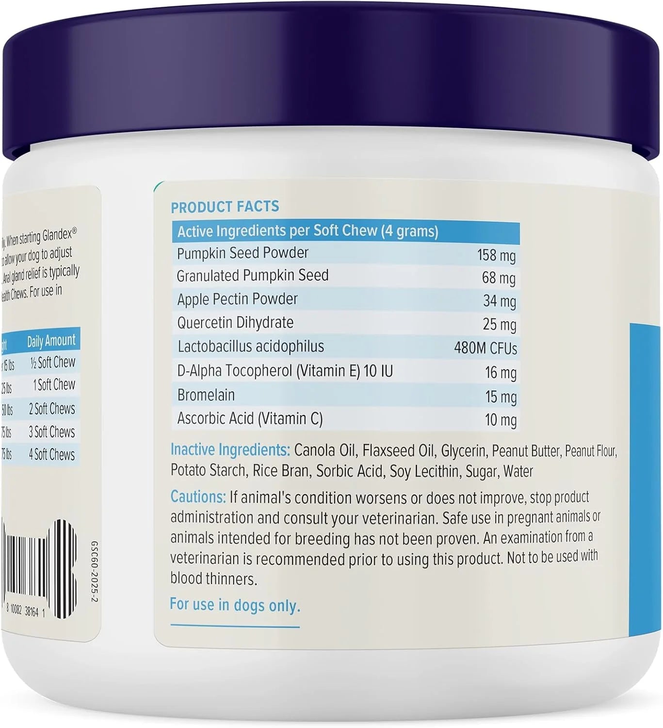 Vetnique Glandex Anal Gland Soft Chews for Dogs – Digestive Enzymes, Probiotics & Fiber with Pumpkin – Boot the Scoot – Peanut Butter Flavor, 60 Count