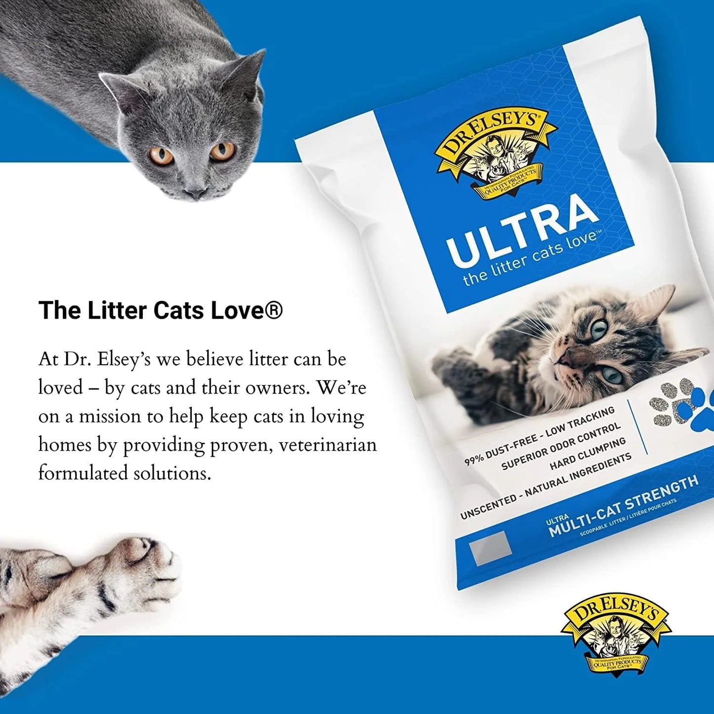 Dr. Elsey’s Ultra Unscented Clumping Cat Litter – 40 lb Bag